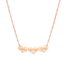 Load image into Gallery viewer, Triple Heart Inscription Necklace