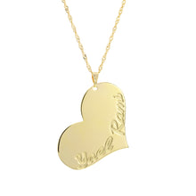 Load image into Gallery viewer, Hanging Heart Pendant Inscription Necklace