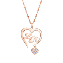 Load image into Gallery viewer, Custom Heart Necklace with Rhinestone Heart Charm
