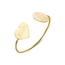 Load image into Gallery viewer, Heart and Circle Bangle Custom Inscription Bracelet
