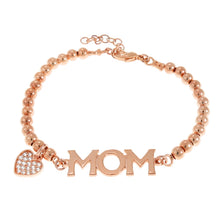 Load image into Gallery viewer, Custom Beaded Name Bracelet with Rhinestone Heart Charm

