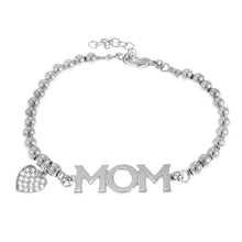 Load image into Gallery viewer, Custom Beaded Name Bracelet with Rhinestone Heart Charm
