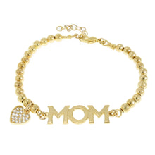 Load image into Gallery viewer, Custom Beaded Name Bracelet with Rhinestone Heart Charm
