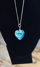 Load image into Gallery viewer, Aqua Blue Crystal Heart Custom Inscription Necklace
