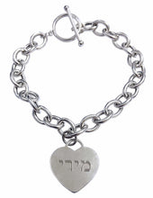Load image into Gallery viewer, Clasp Chain Heart Charm Custom Inscription Bracelet
