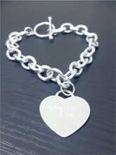 Load image into Gallery viewer, Clasp Chain Heart Charm Custom Inscription Bracelet
